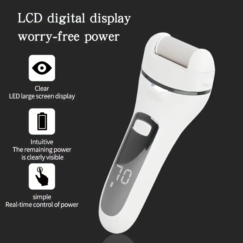 Painless Electric Callus Remover for Feet - Rechargeable Pedicure Wand with 2 Speeds & Roller, Professional Home Foot Care Tool