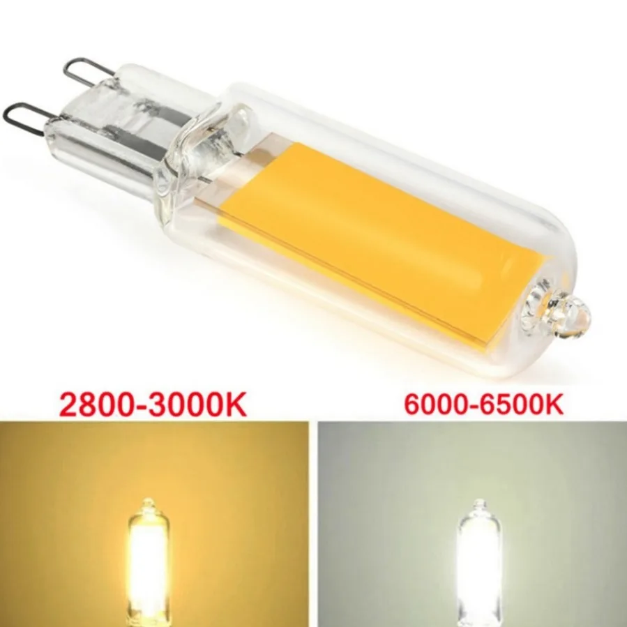 Super Bright Glass COB LED Lâmpada, Lâmpadas de iluminação de energia constante, G9 COB Lâmpada, AC 220V, 110V, 7W, 9W, 12W, 15W, 10Pcs