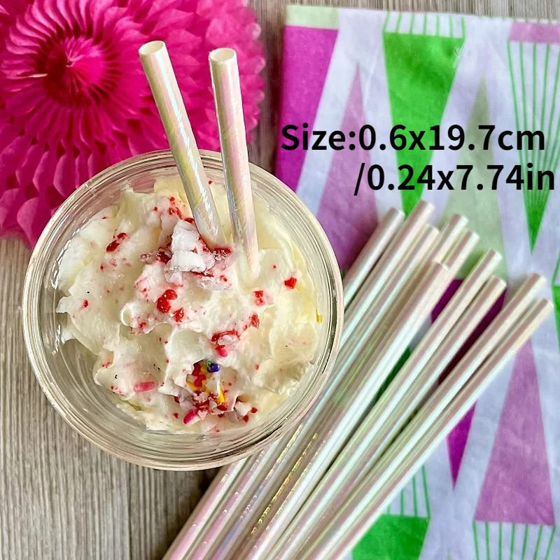 25pcs/bag Disposable Drinking Party Paper Straws Biodegradable Cocktail Straws For Birthday Party Supplies Baby Shower Wedding