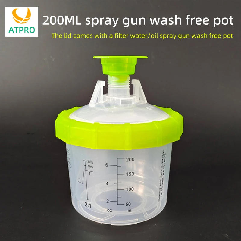 200ML Green Free Wash Pot 50 Sets 1 Box Car Spray Paint Plastic Pot Graduated Cup Spray Gun General Sealed Can