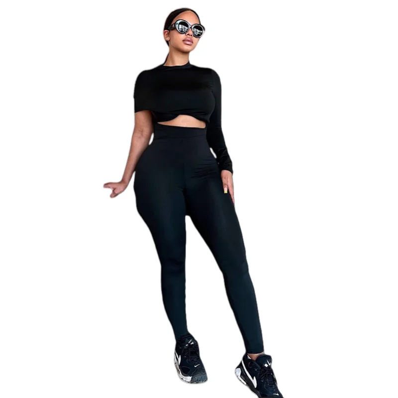 

Women's Turtleneck Long & Short Sleeve Hollow-Out Jumpsuits, Pleated, High Waist, Solid Color