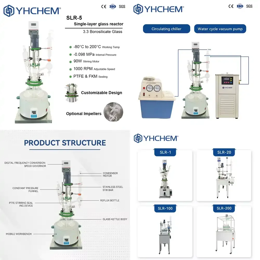 5L Single Layer Glass Reactor Laboratory Chemical Stirred Reaction Kettle