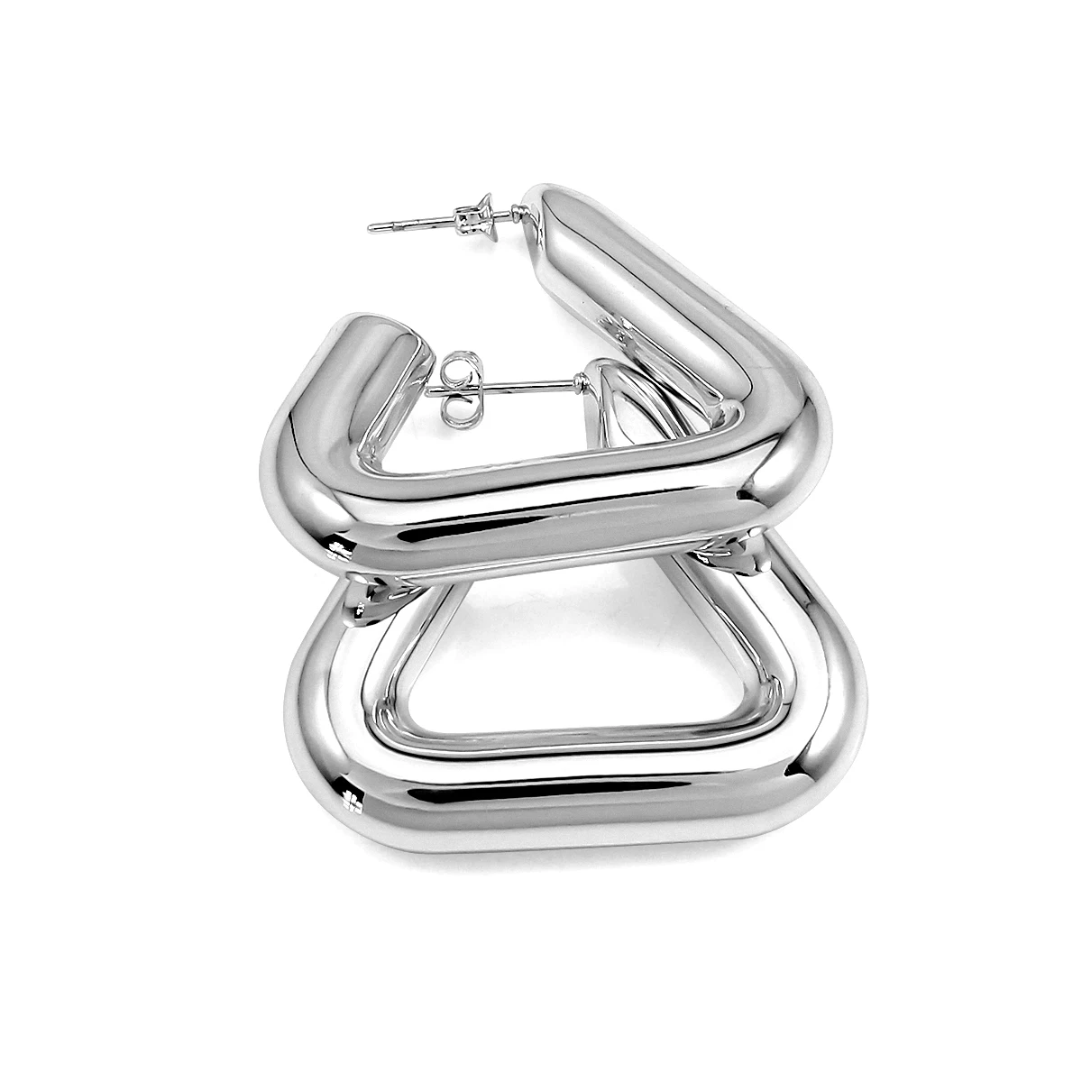 الأوروبية الأمريكية بسيطة شعبية الفولاذ المقاوم للصدأ هندسية الأقراط النساء تنوعا مضلع غرامة أقراط المجوهرات #3