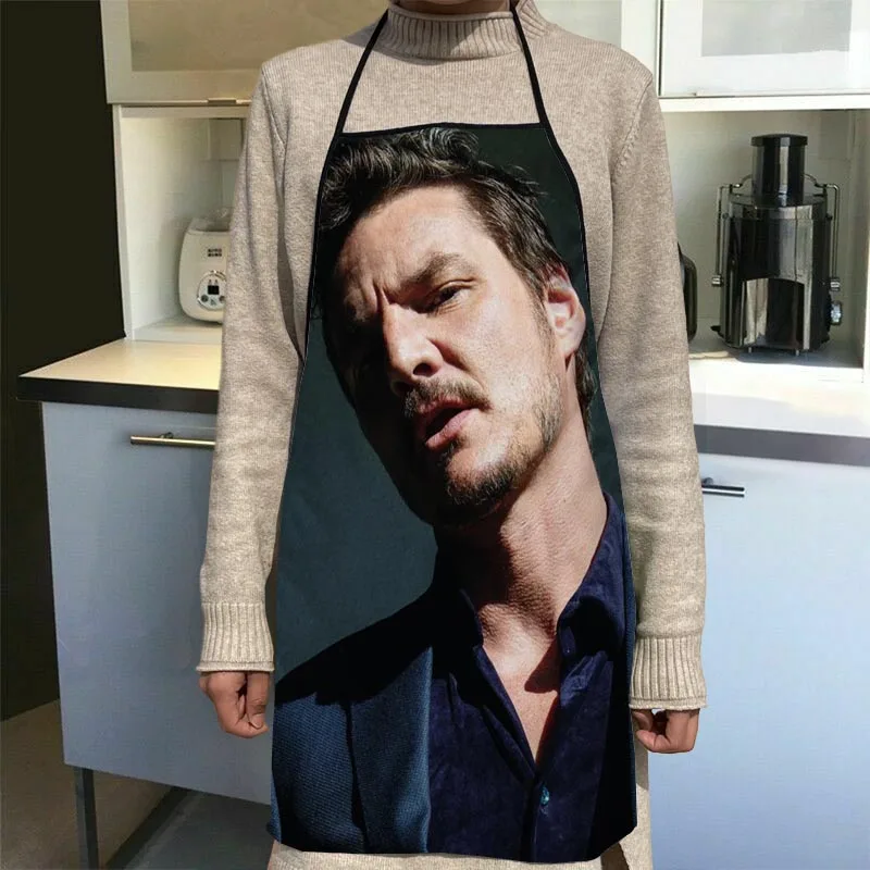 1Pcs Custom Pedro Pascal Kitchen Apron Dinner Party Cooking Apron Baking Accessories For Men Women Waterproof Oil-Proof Fabric