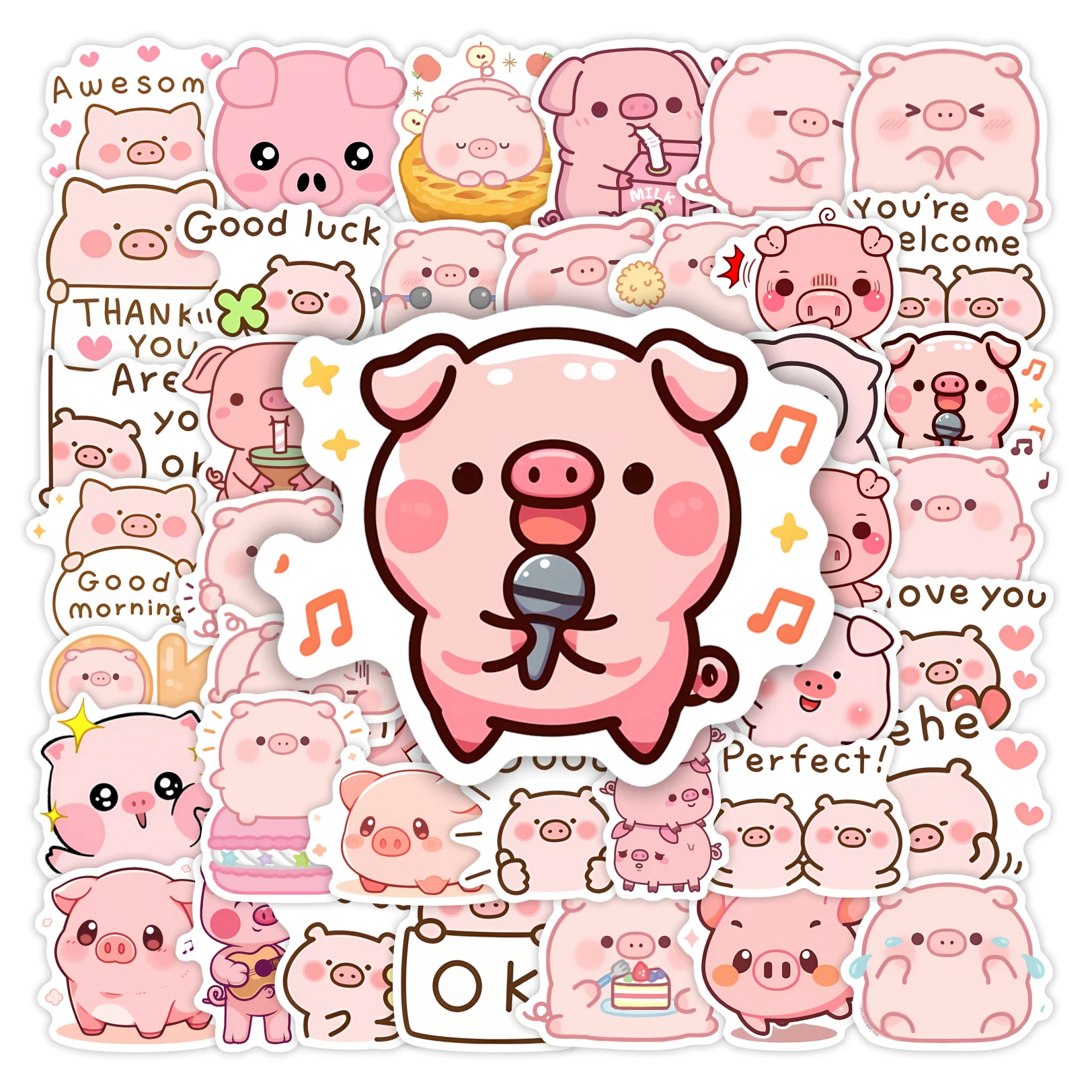 Śliczne naklejki z kreskówek Świnia Śmieszne Kawaii Dzieci DIY Prezent Zabawka Dekoracyjna Naklejka do Scrapbook Journal Laptop Telefon Bagaż Wodoodporny