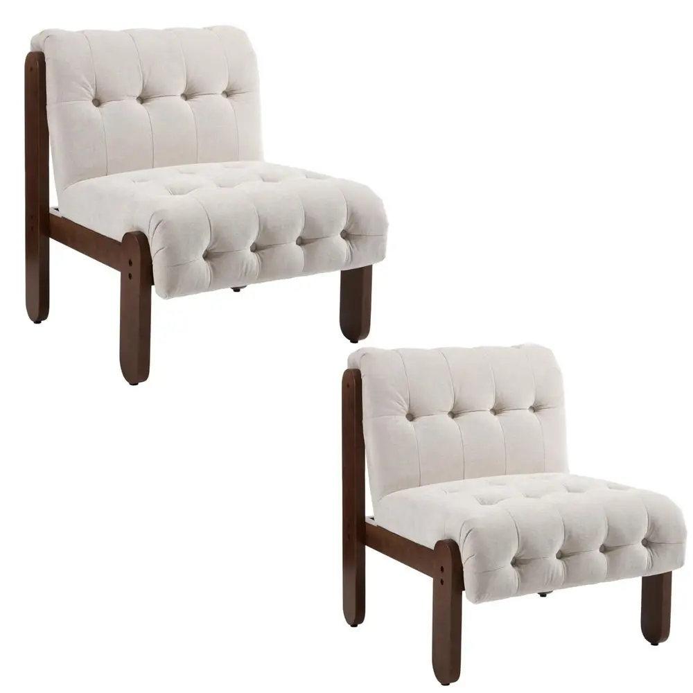 

Accent Chair Set of 2,Modern Vintage Living Room Chair for Bedroom with Button Tufted Back and Wood Legs,holstered Comfy Read