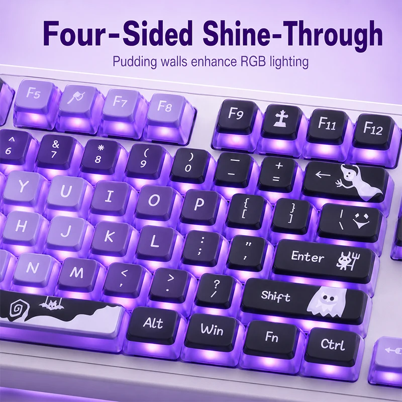 121key/set PBT Monster keycap MDA High Pudding Four sided Transparent Thermal Sublimation Mechanical Keyboard Keycap
