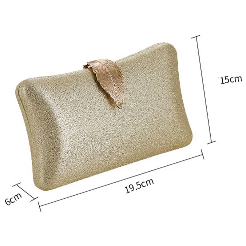 2023 Glitter Blings Women Purses Clutch Evening Bag Metal Leaf Hasp Handbag With Chain Bridal For Party Wedding Cocktail Parites