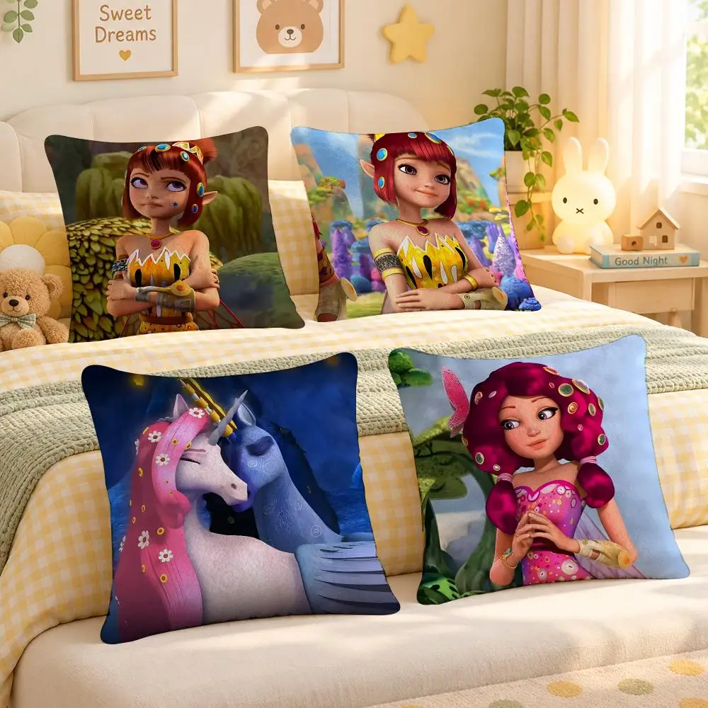 Cartoon Mia And Me Unicorn Cushion Cover Personalized Soft Plush Pillow Living Room Home Sofa Bedroom Office Car Cushion
