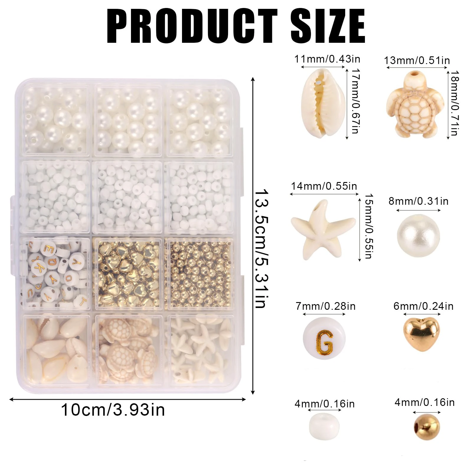 1 Set Beach Bracelet Making Kit, Beach Themed Bracelet Making Kit Conch Turtle Letter Heart Shape Beads DIY Jewelry Making Kit