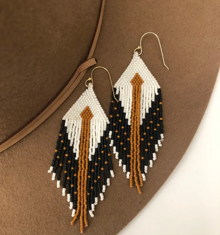 

Beaded earrings Tassel Geometry Originality Hand knitting Bohemia Alloy Fashion Simple Rice bead earrings