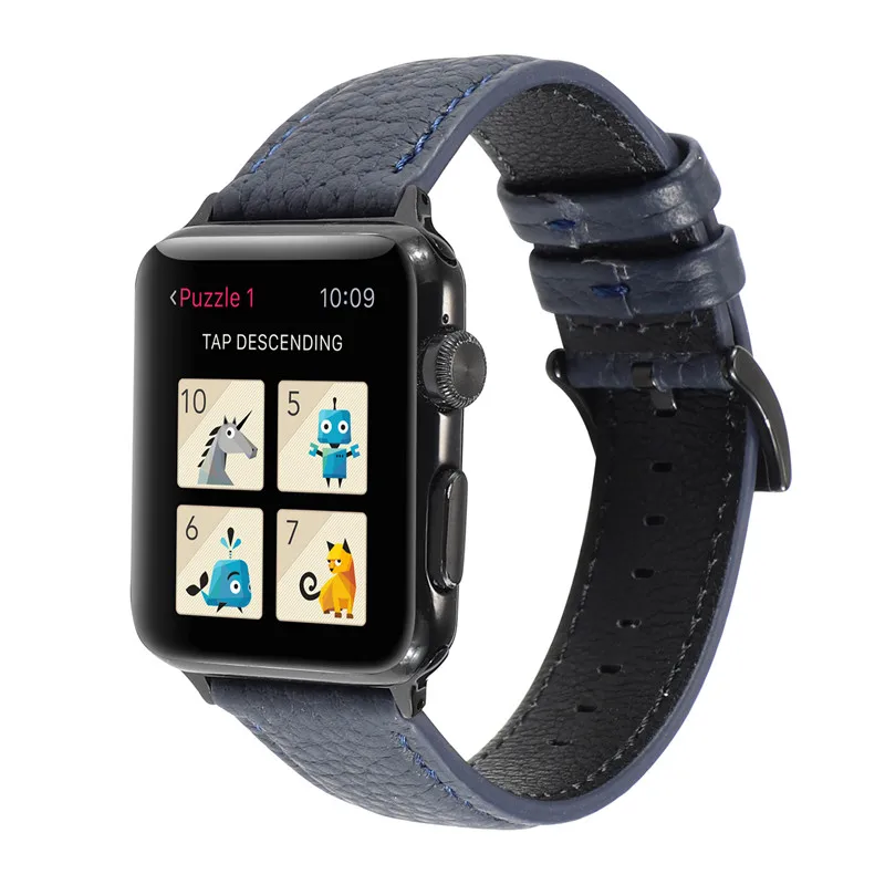Texture Genuine Leather Watchband for Apple Watch Series 6/se/5/4/3/2/1 Fashion Design Wrist Band for iwatch  apple watch strap