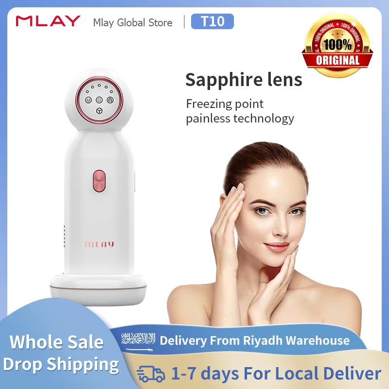 MLAY T10 IPL Laser Epilator Ice Cooling Painless Hair Removal Devices with 500000 Shots MLAY Home Use Epilator for Men Women