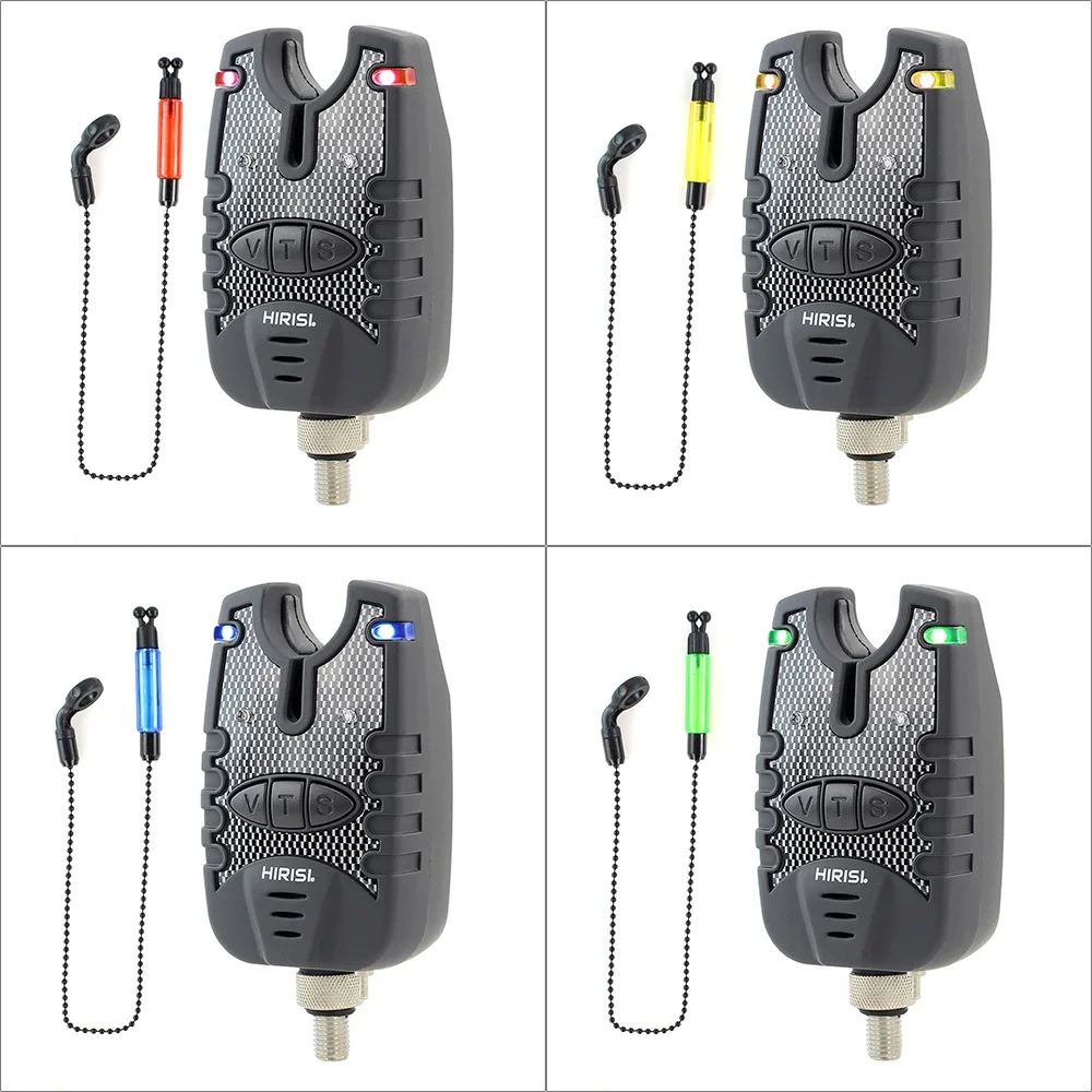 Hirisi 1+1Carp Fishing Alarm and Swinger Set 4 Color LED Fishing Bite Alarm Indicator Fishing Accessories