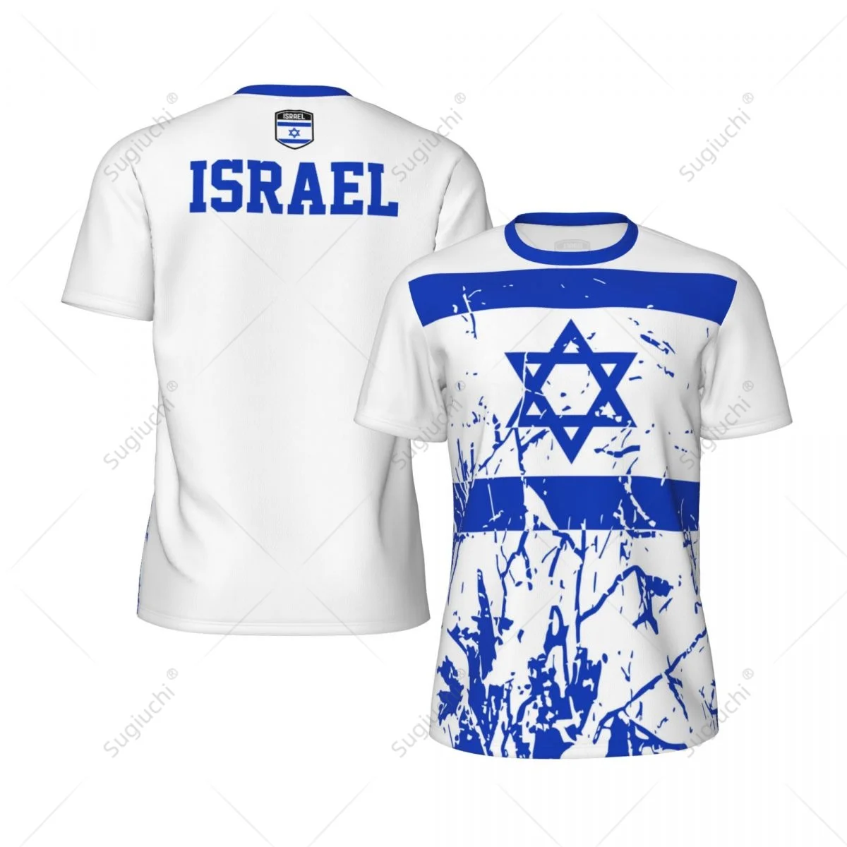 Exclusive design Israel Flag Grain 3D Printed Men For Running Bike Soccer Tennis Fitness Sports jersey Mesh Fans Short T-shirt