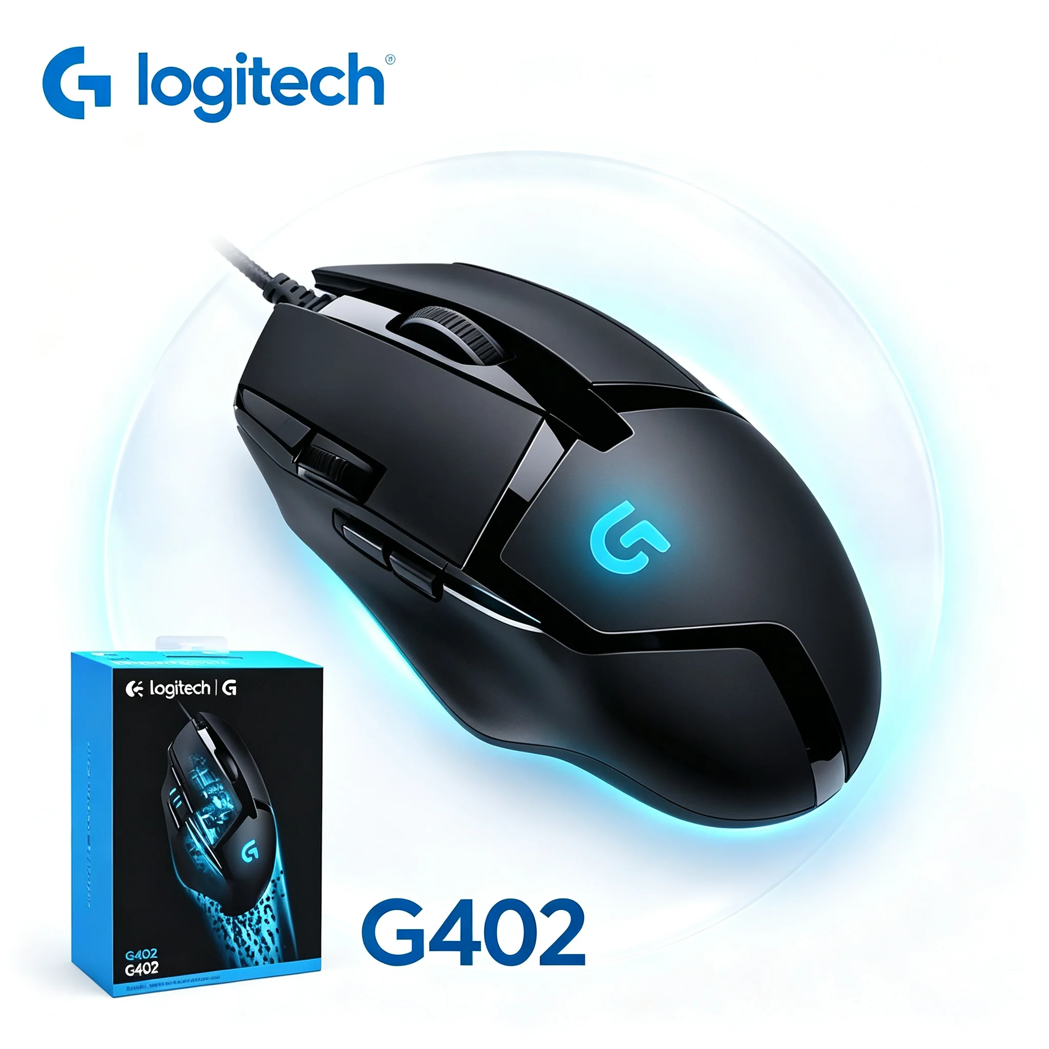 Logitech G402 Wired Gaming Mouse Anti‑Fatigue Ergonomic Shape On‑Fly DPI Adjustment For Professional E‑Sports Gamer
