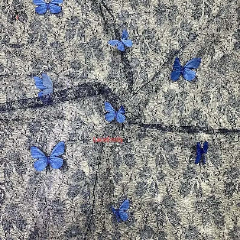 4 Colors 3D butterfly embroidery lace fabric Pink butterfly soft tulle For Wedding Dress Bridal Veil Tutu dress Baby