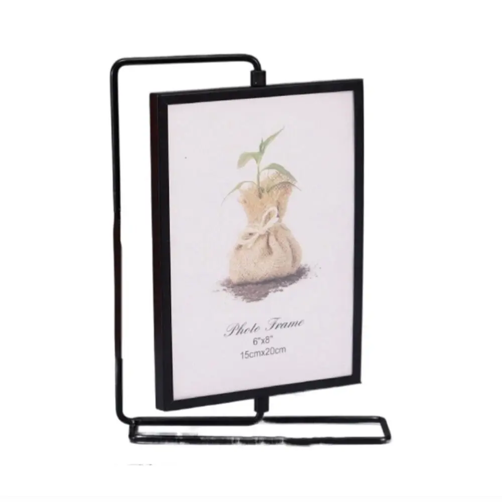 Desktop Ornament Not Easily Deformed Metal Photo Frame Modern Rotating Photo Frame Ornament Metal Craft Minimalist Home Decor