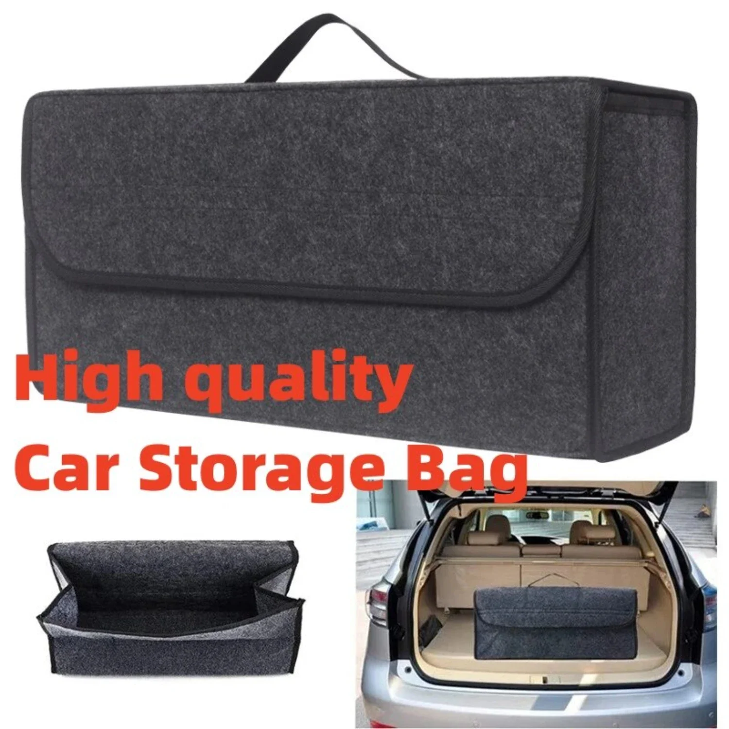 Keep Items Secure with this Spacious, Large, Anti-Slip, Soft Felt Car Trunk Organizer - A Multifunctional Tool Bag for Organizin