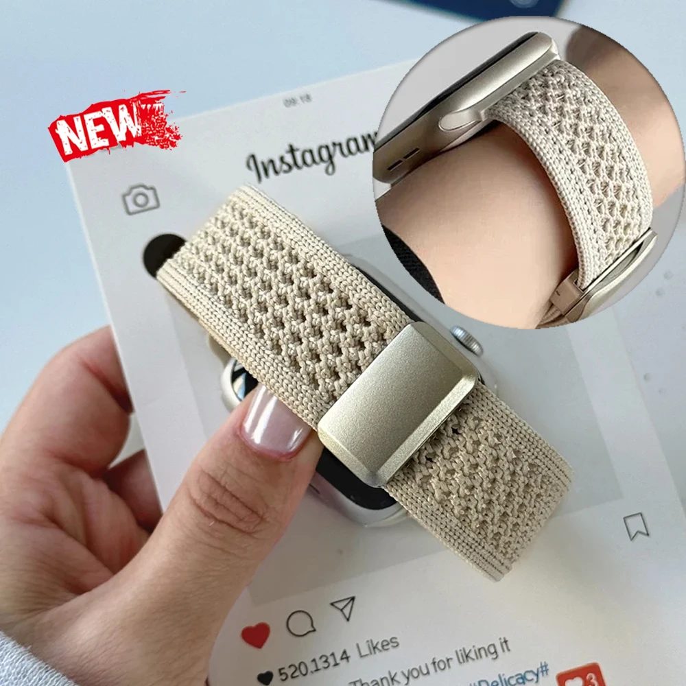 Gewebtes Nylon-Magnetarmband für 49mm 46mm 45mm 44 42 41mm, gestricktes Nylon-Uhrenarmband für IWatch Serie 11 10 9 8 7 5 6 4 3 SE