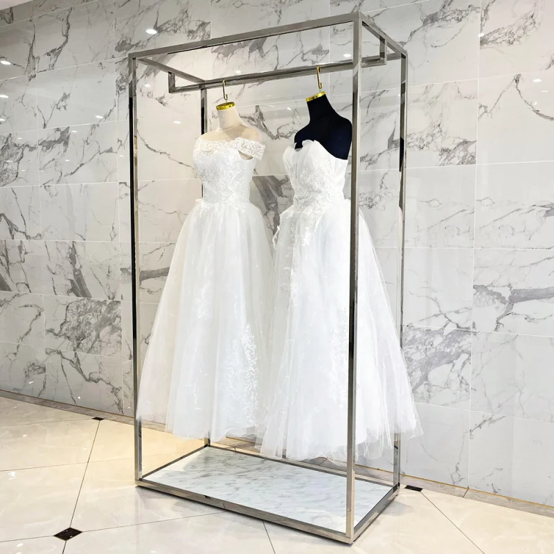 customized.custom custom bridal shop skirt dress party metal women's  clothes display racks shelf  clothing store - Image 4