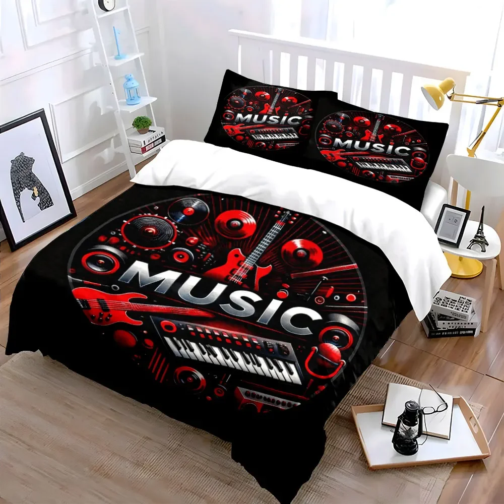 Musical Instruments Trio Set Soft Comfortable Duvet Cover Bedding Set Included 1*Duvet Cover & 2*Pillowcases, gift