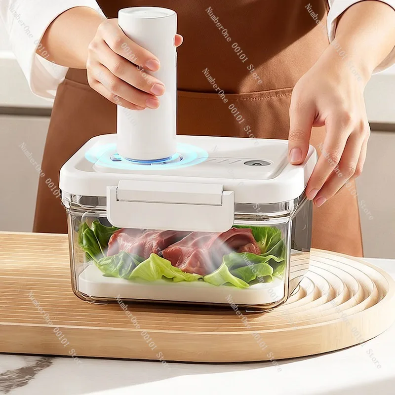 Food Grade Electric Vacuum Fresh Keeping Storage Container Airtight Sealed Fridge Organizer Box for Fruit Vegetable Meat Meal