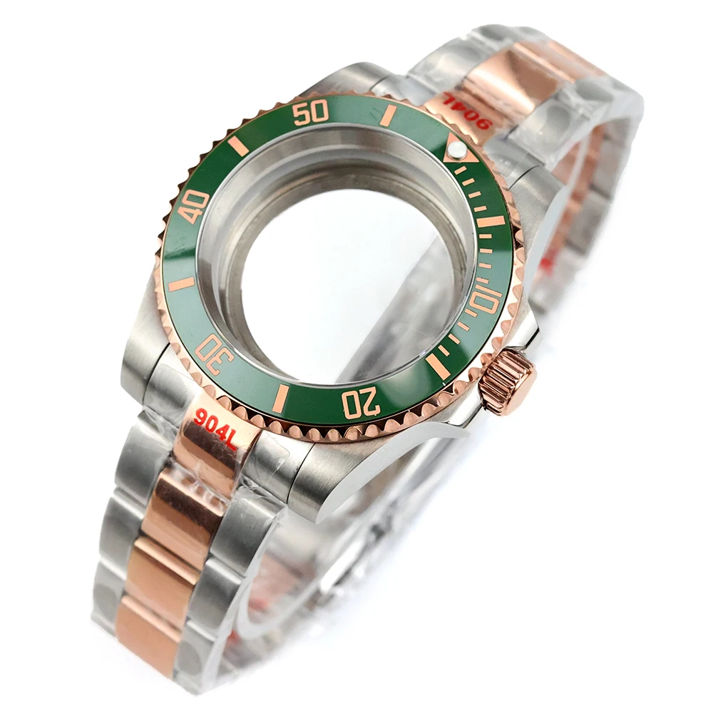 Sapphire glass 40mm NH35 Watch Case Waterproof Polish Oyster Strap For Seiko NH35 NH36 NH38 NH34 Movement Sub GMT YACHT-MASTER