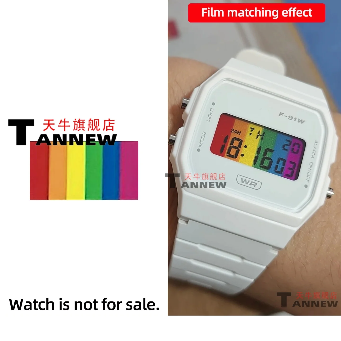 Ultimatives Mod-Kit für Casio F-91W A158W A168, inklusive STN HD-Display, Regenbogen-Farbverlauf-Display-Aufkleber, komplettes Uhren-Verwandlungsset