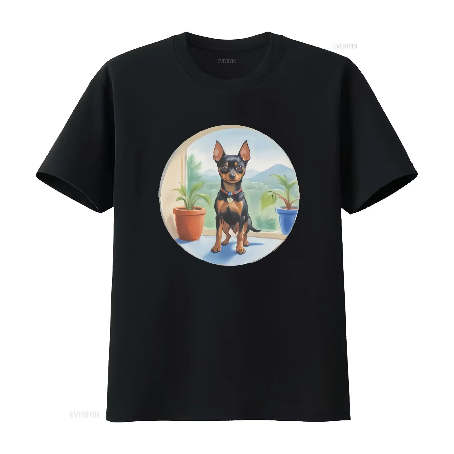 'Miniature Pinscher'  Cotton T Shirt TA050646 vintage Washed fashion Comfortable Unisex Top For Everyday Wear Soft Casual