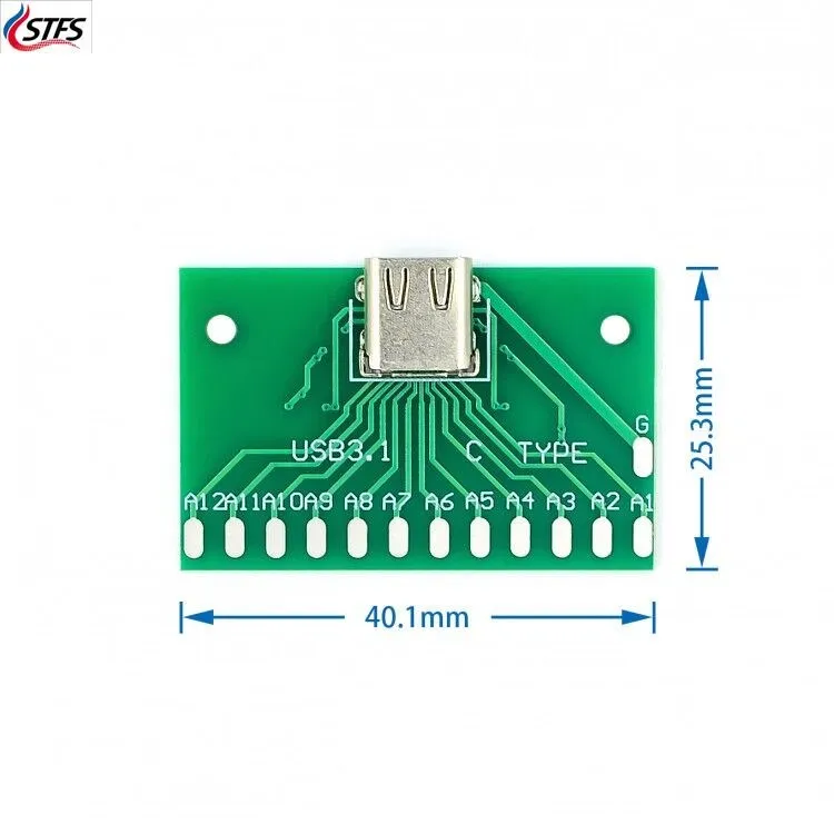 TYPE-C Female Head Test Board USB 3.1 Connector adapter board with PCB board 24P base to measure current conduction