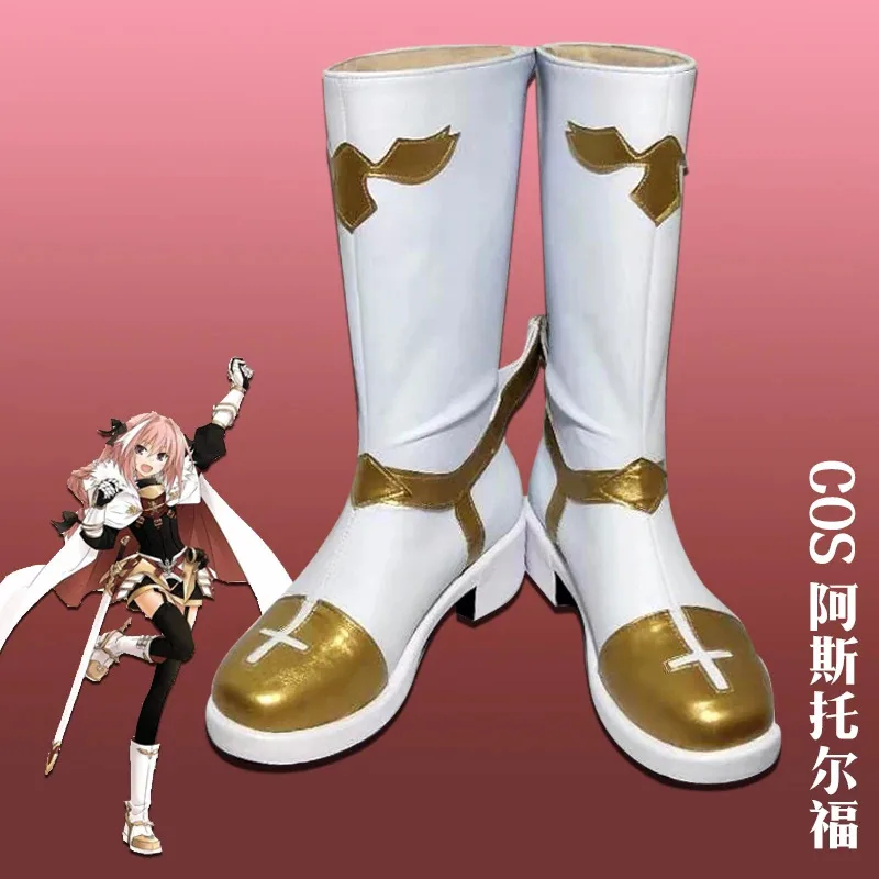 

NewFate Grand Order Rider Astolfo Обувь для косплея Сапоги из искусственной кожи Аниме Реквизит для ролевых игр Хэллоуин Вечеринка на высоком каблуке для девочек и женщин