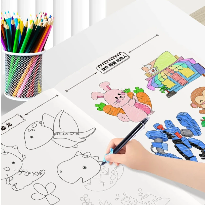 Animal Line Art Tracing Workbook Sketch Paper Copy Drawing Book Children Cartoon Pattern Hand Painting Coloring Book Art Supply