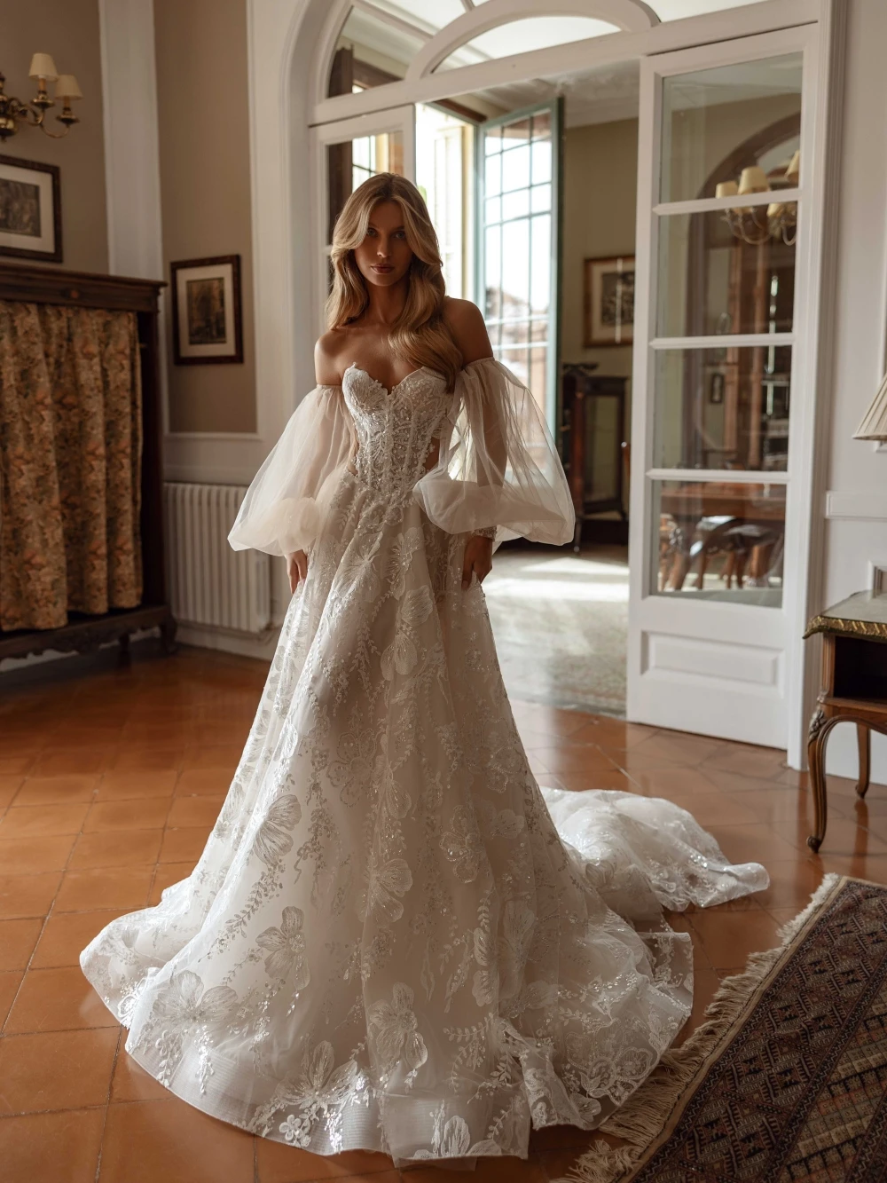 

Luxury Sequined Lace Appliques Wedding Dress Charming A-line Long Bridal Gown Customized Sweetheart Neck Dresses For Bride