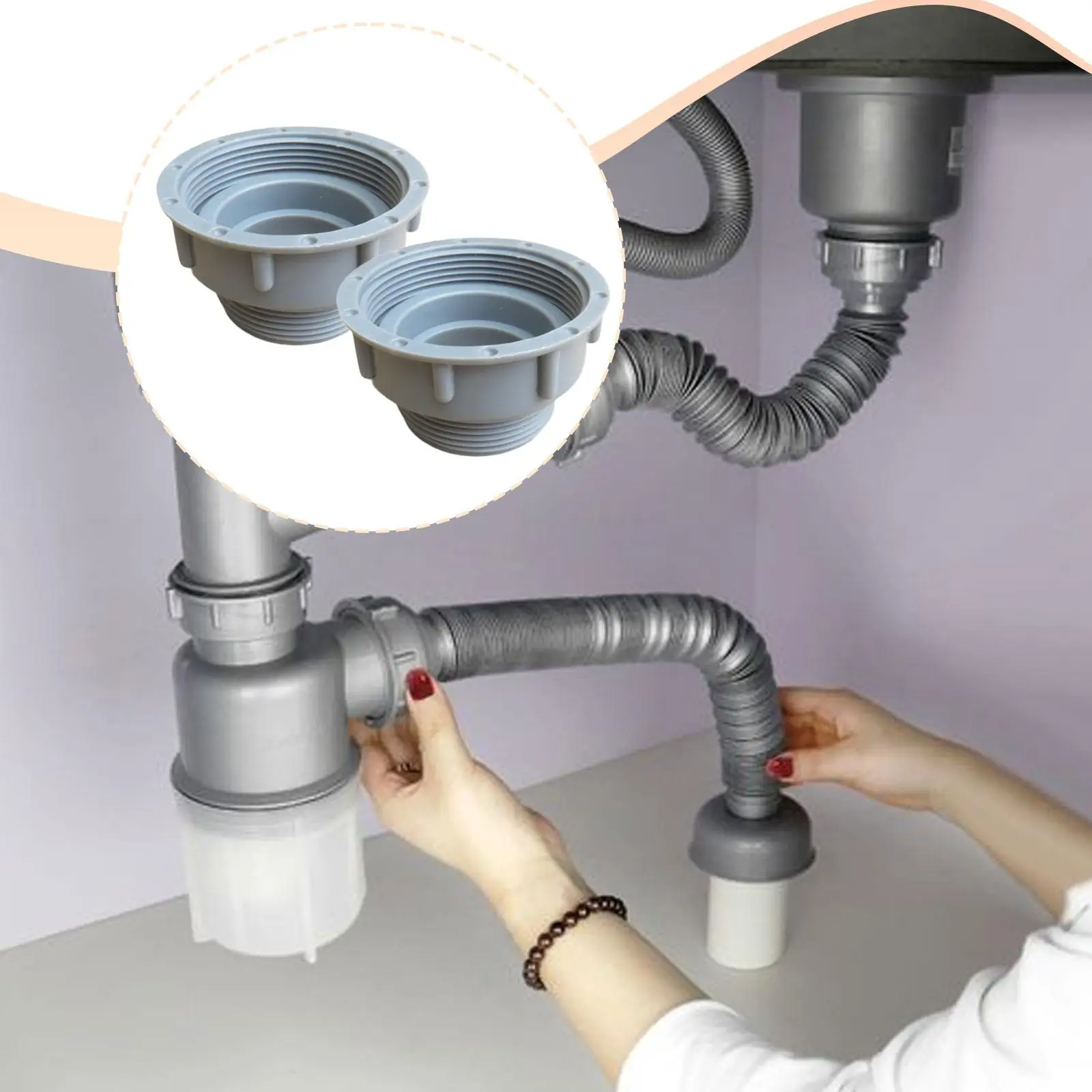 Sink Drain Adapter Repair Parts PVC Universal Coupling Extension for Kitchen Sink Plumbing Device Installation