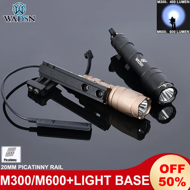 WADSN M300 Linterna táctica airsoft con montaje Picatinny - imagen 4