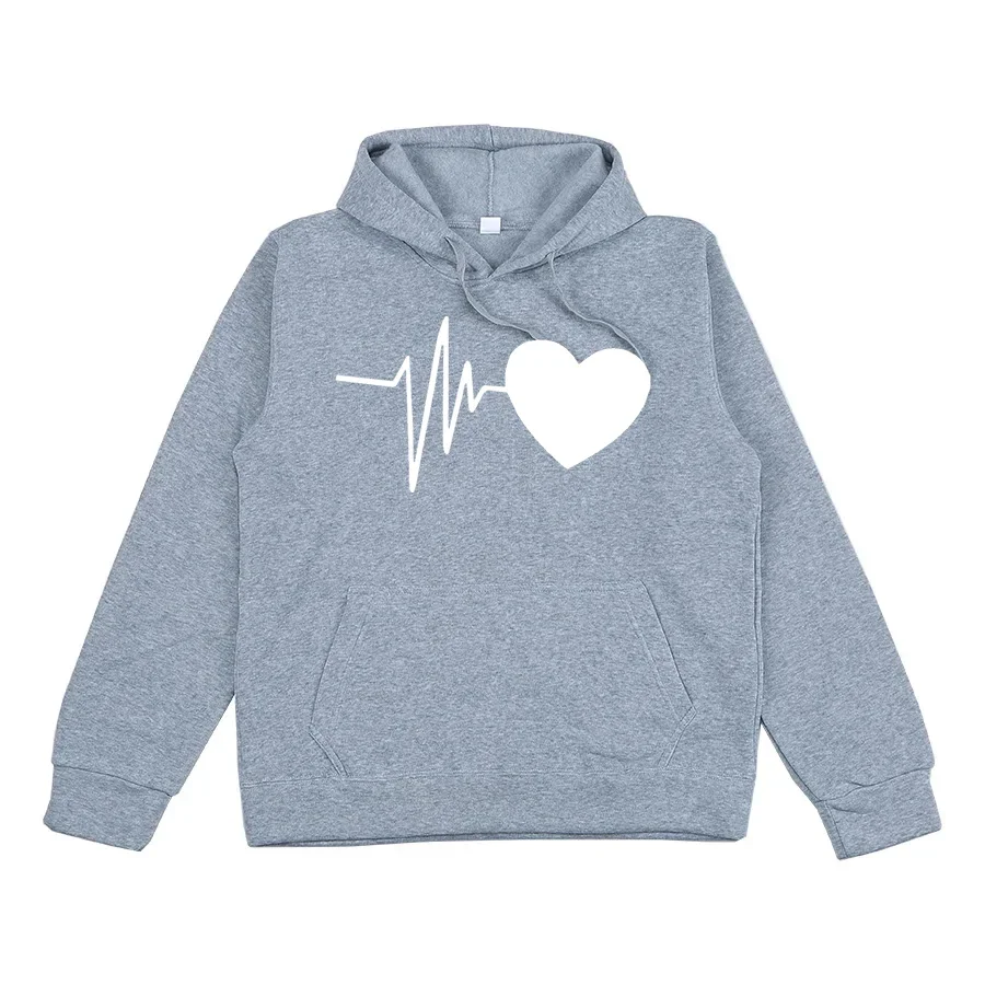 

2024 Spring and Autumn Season New Fashion Brand Heart Print Hoodie Sweater for Men and Women Couples Loose Casual Top