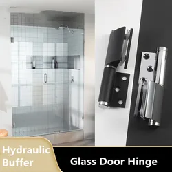 2PCS Frameless Glass Doors Wall Hydraulic Clip Automatic Bathroom Door Closing Buffer Bathroom Glass Aluminum Alloy Silent Hinge