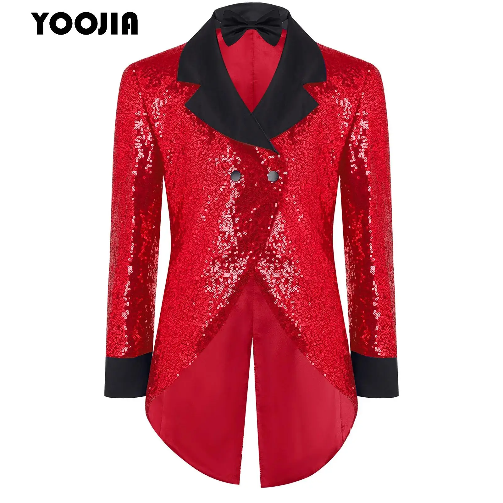 

Kids Boys Shiny Sequins Blazer Tuxedo Coat Magic Circus Bowtie Jacket Wedding Formal Party Long Sleeve Gentleman Tailcoat Suit