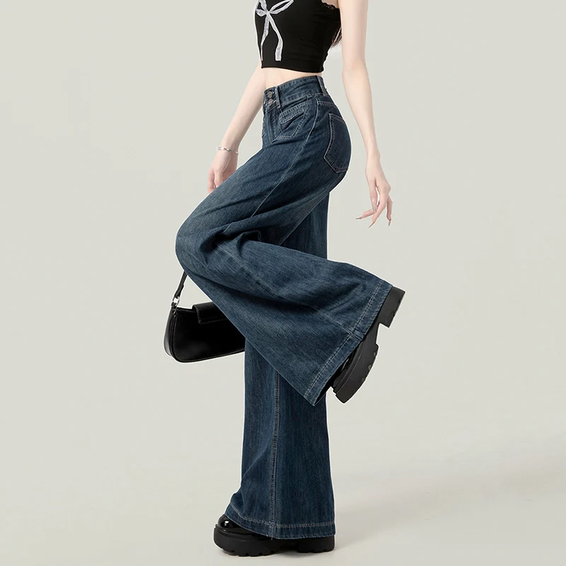 Streetwear Y2K Loose Straight Leg Jeans Women Retro High Waist Wide Leg Baggy Trousers Woman Korean Loose Washed Jeans Female