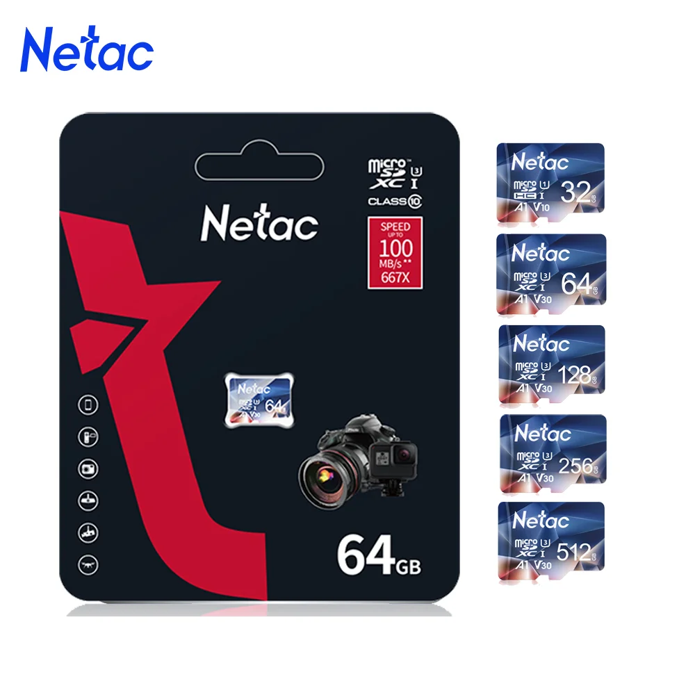 

Netac Micro SD Card 32G 64G 128G Memory TF SD Card 256G 512G A1 V30 U3 4K HD Video High Speed for Smartphone and PC Laptop