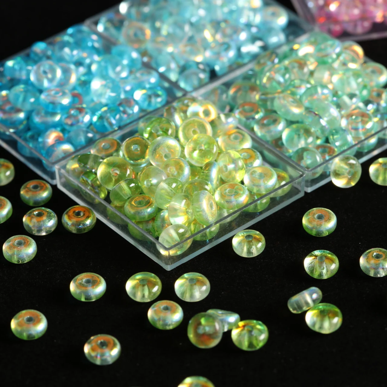 3x6mm Transparent AB Iridescent Aurora Glass Flat Wheel Abacus Beads Loose Spacer Beads For DIY Handmade Jewelry Making - view 3