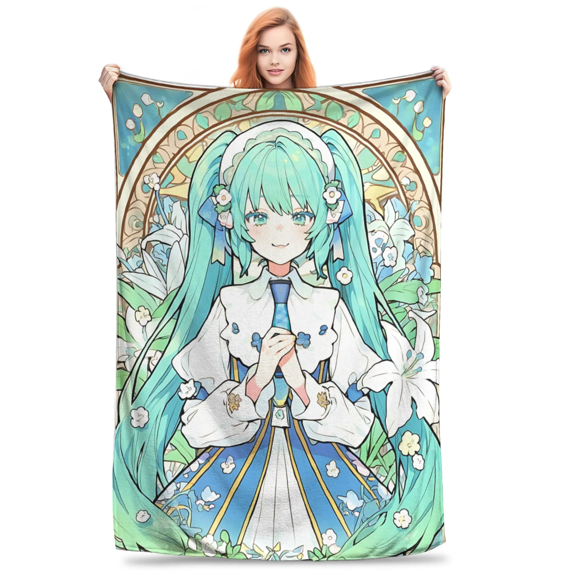 1PC home Cutecore Room Decor Hatsune Mikus Blanket Throw Blanket  Novelty Warm Blanket All Season