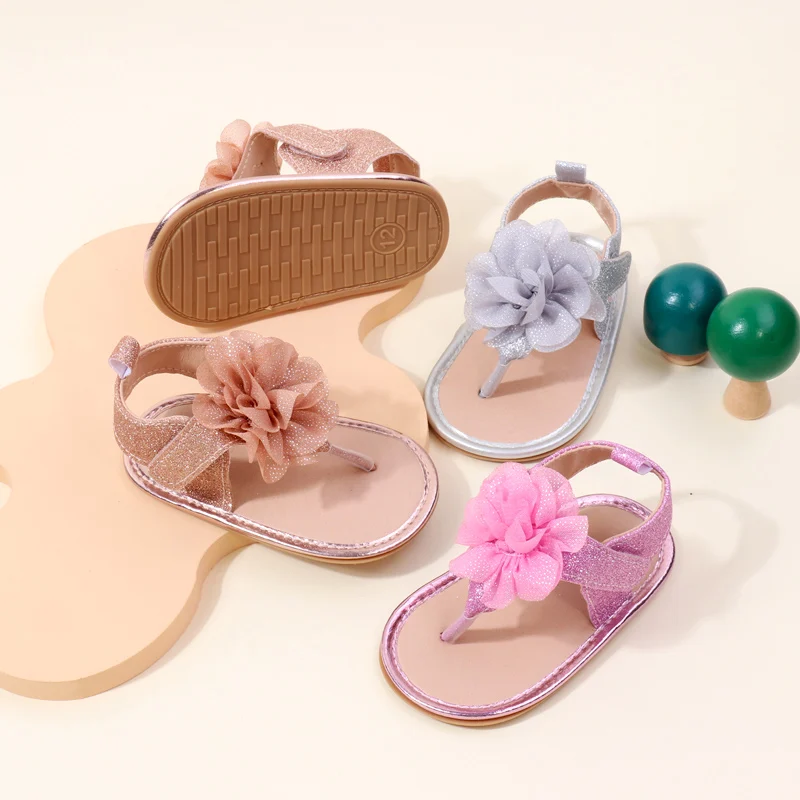 Baby Shoes Summer Sandal Cute Flower Anti-slip Sole Newborn Toddler Prewalking Practice Shoes High Quality 2024 Fashion BHX3207