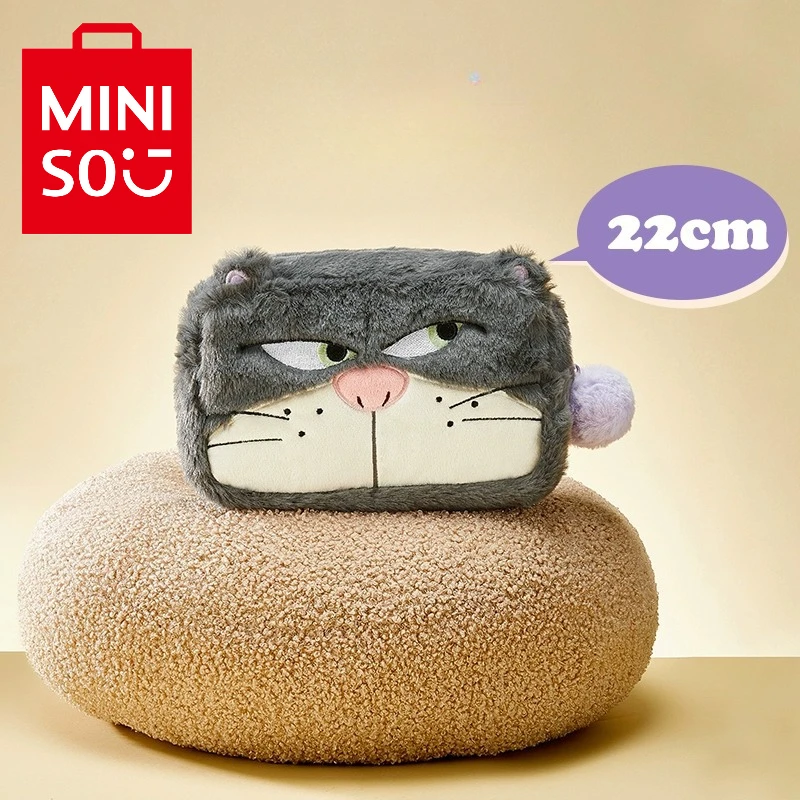 Miniso Cartoon Disney Series Cute Marie Cat Lucifer Doll Plush Portable Storage Bag Cute Plushie Soft Cosmetic Bag Girl Gifts