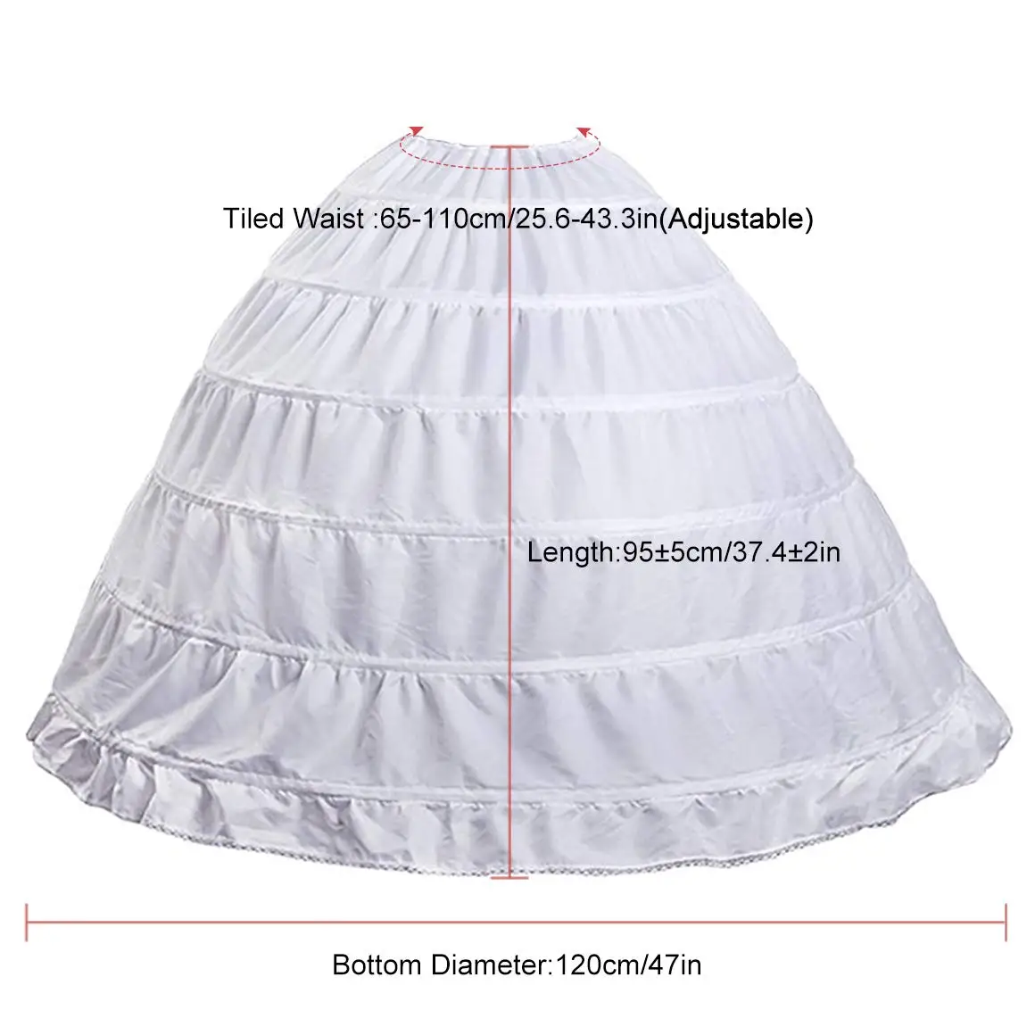 Anágua Crinoline para Mulheres, 6 Hoop Saia, Underskirt, Ball Gown