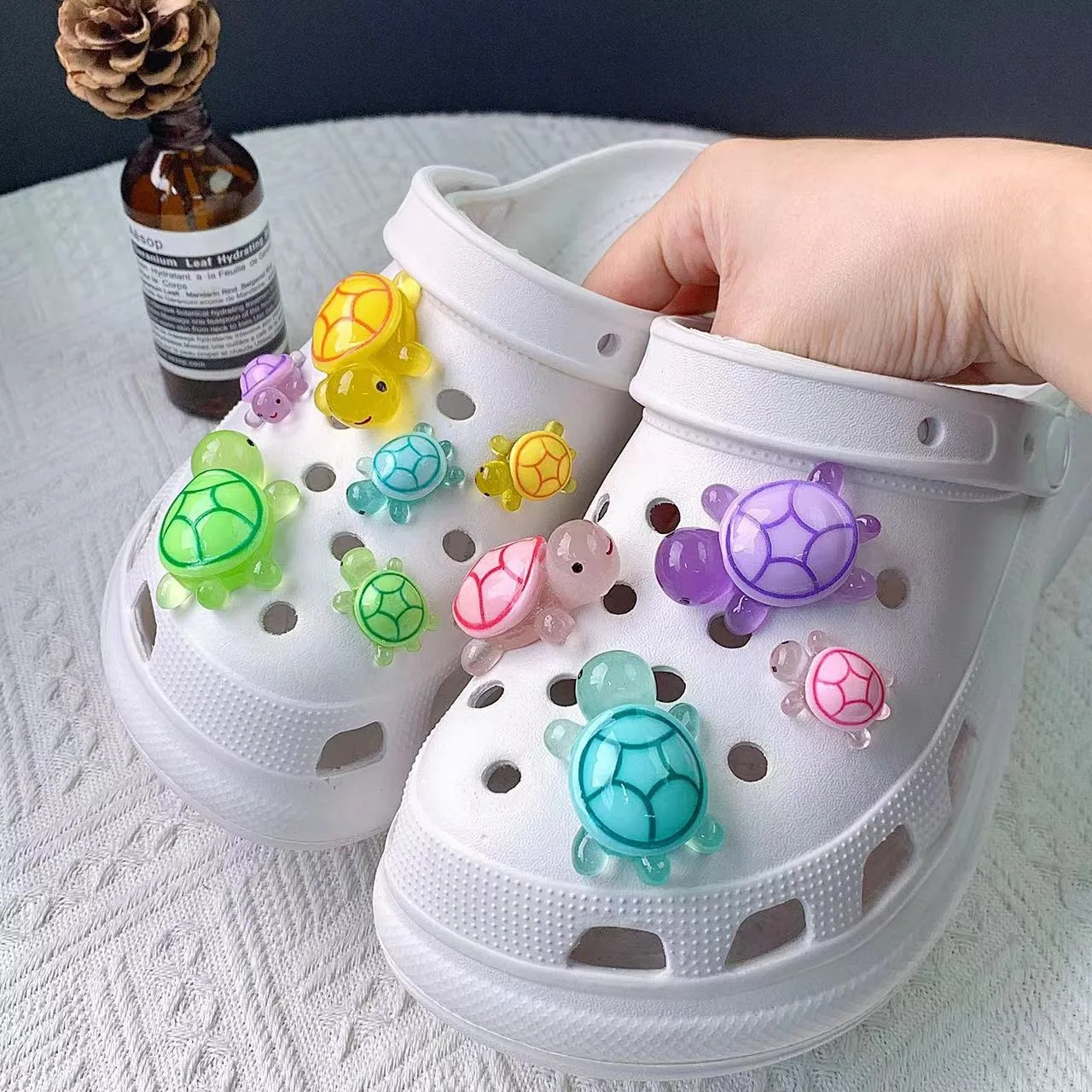 10pcs Adorable Turtle Set Shoe Charms DIY Detachable Ornaments for Clogs Slides Playful Aquatic‑theme Decor Collectible Bits