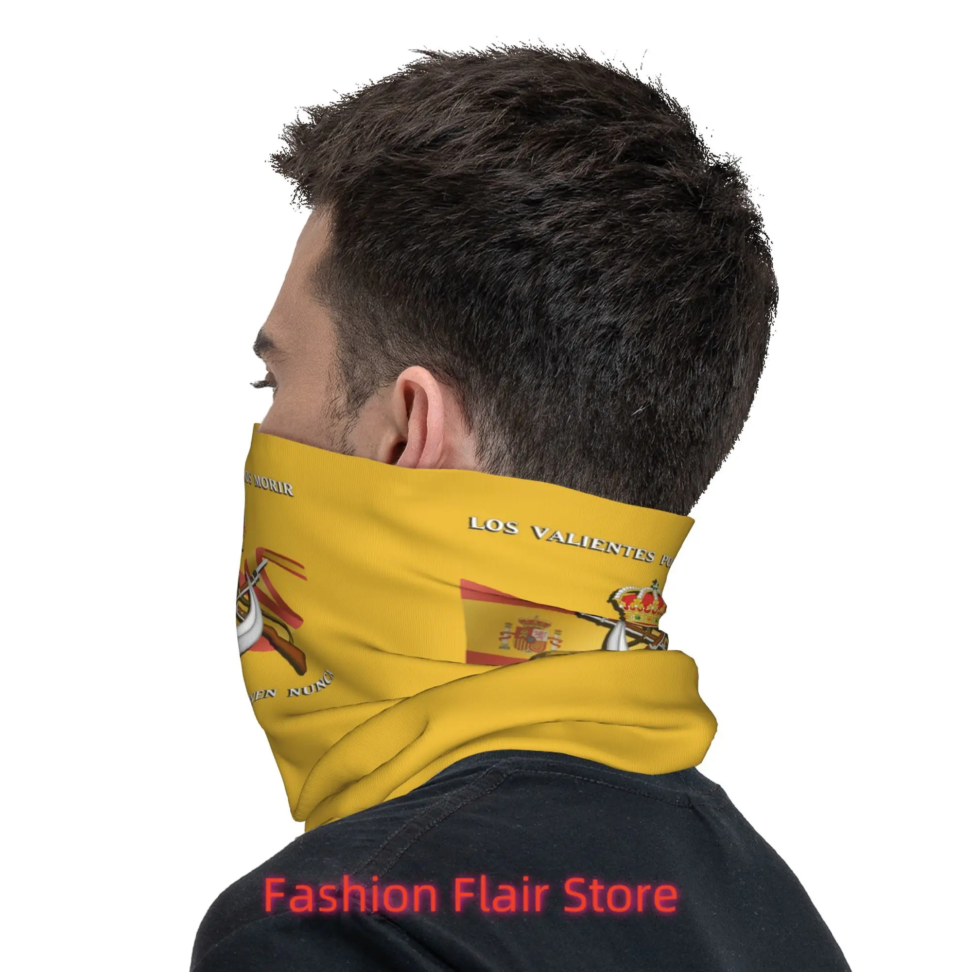 스페인 군단 깃발 스페인 육군 자랑스러운 반다나 목 커버 프린트 랩 스카프 헤드웨어 하이킹 낚시 유니섹스 성인 올 시즌