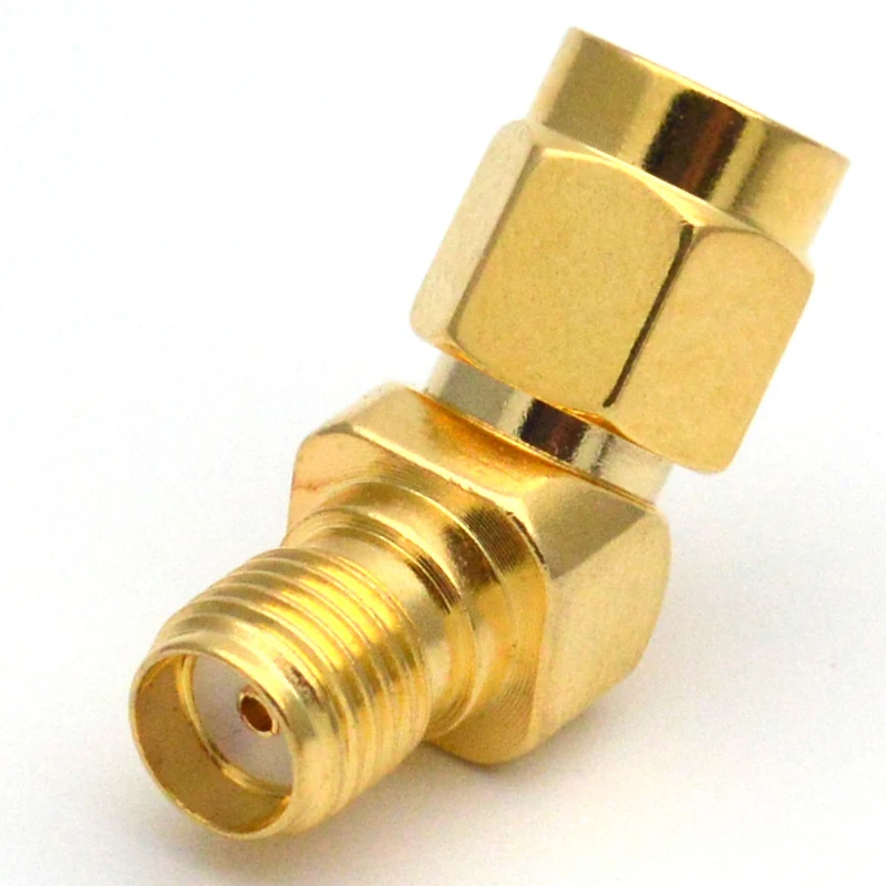 RP-SMA Male to SMA Female 135 Degree Bevel Connector Brass Copper RF Coaxial Adapter for WIFI image transmission FPV