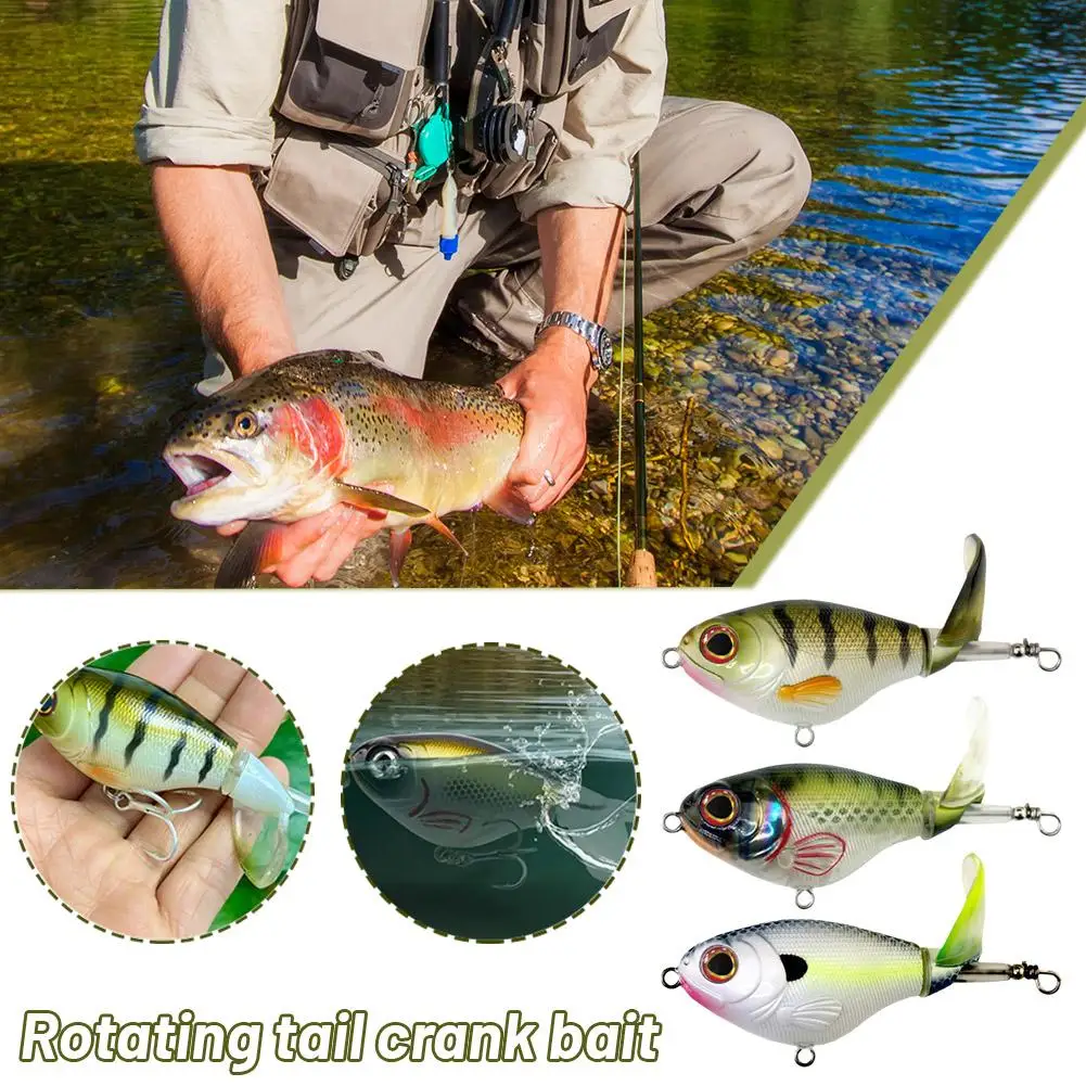 75cm/17g Topwater Popper Fishing Lure Whopper Plopper Plastic Hard Bait Swimbait with Rotating Soft Tail For Bass Pike